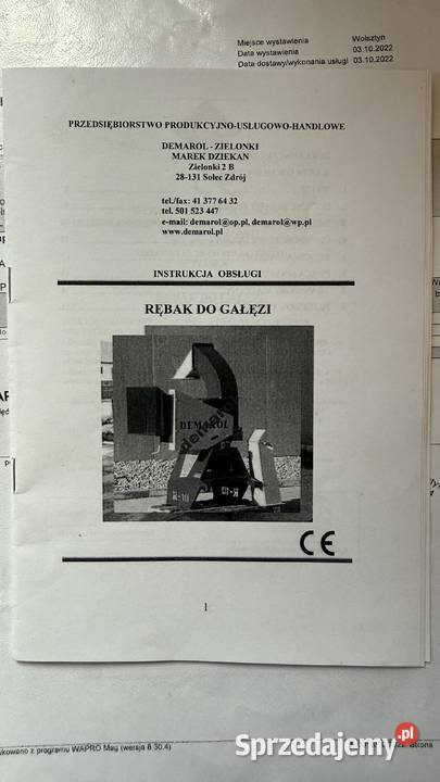 Sprzedam rębak bębnowy do gałęzi DEMAROL DENIS Goleniów