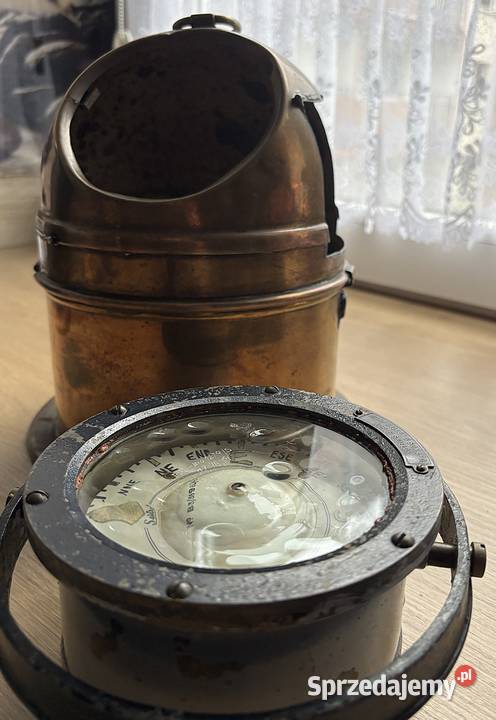 Stary mosiężny kompas kardanowy binnacle morski Pozostałe Szczecin