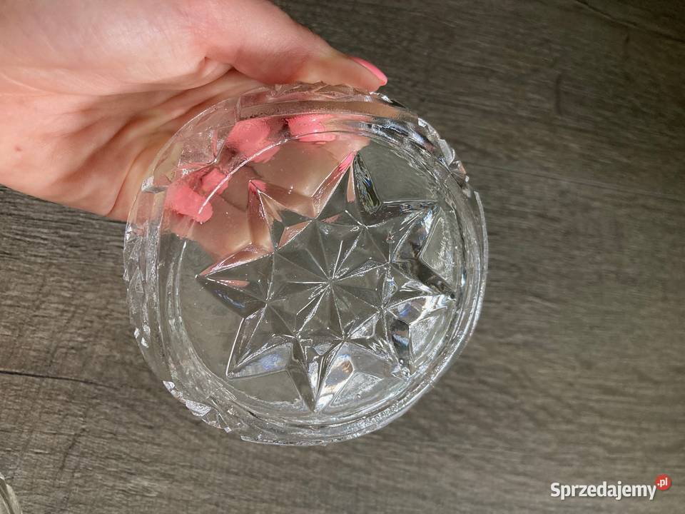 Nowe szklane miseczki pudełko 2w1 kryształ Nisko