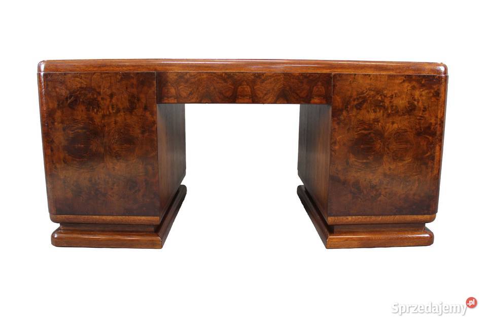 Klasyczne biurko art deco w orzechu z krzesłem Bydgoszcz