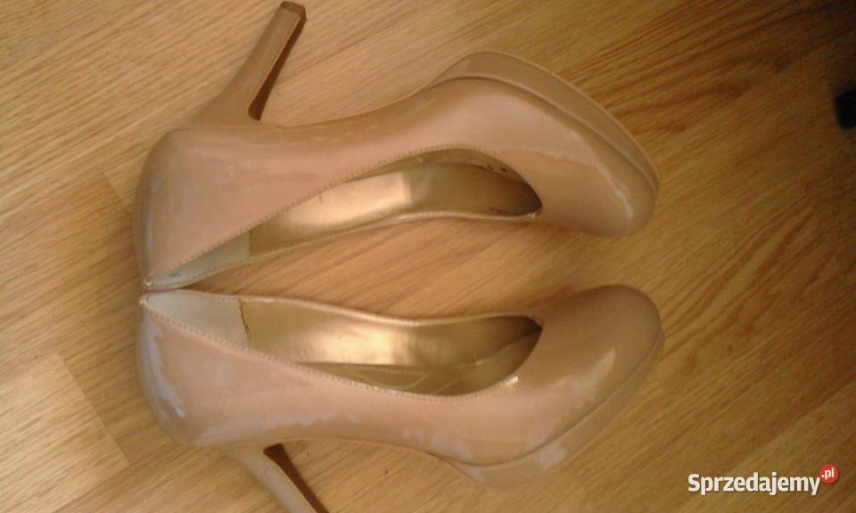 buty beżowe czółenka 39 na obcasie Wesoła