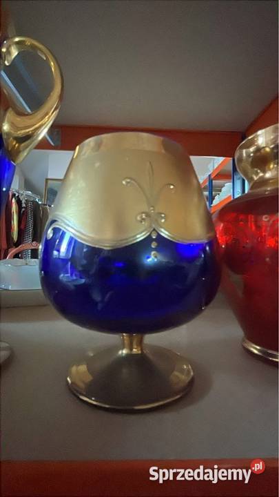 Kieliszek Bohemia Kobaltowe szkło Ręcznie Porcelana i szkło Gdańsk