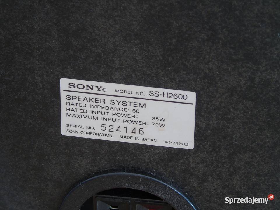 Kolumny Sony SSH2600 2 x 70 wat świetne stereo