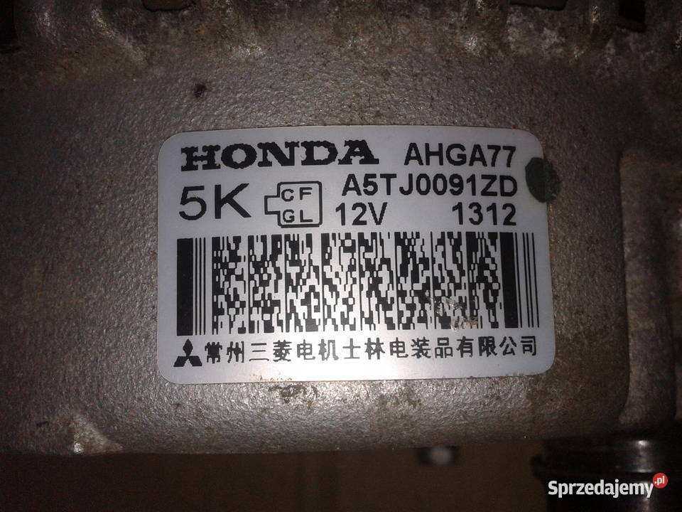 Alternator AHGA77 A5TJ0091ZD L13Z2 Honda Jazz osobowe Chełm sprzedam