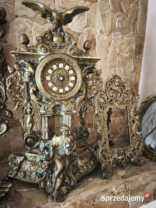 Zegar kominkowy mosiężny z zestawem Kielce