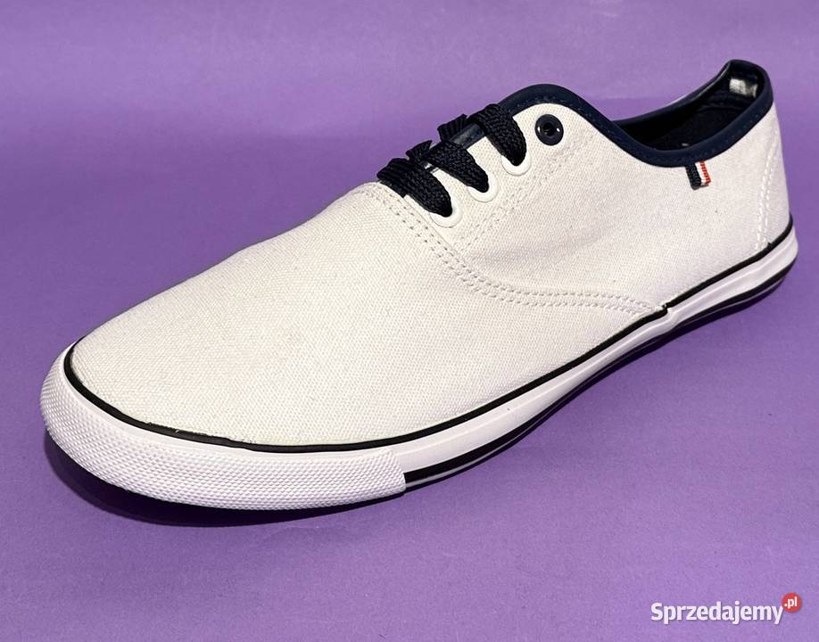 Białe męskie trampki rozmiar 46 28 tkanina Żyrardów