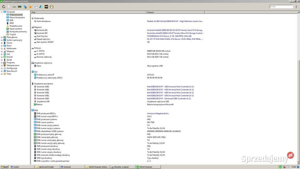 Komputer stacjonarny 2x26Ghz 2Gb RAM dysk 1000Gb Piotrków Trybunalski sprzedam