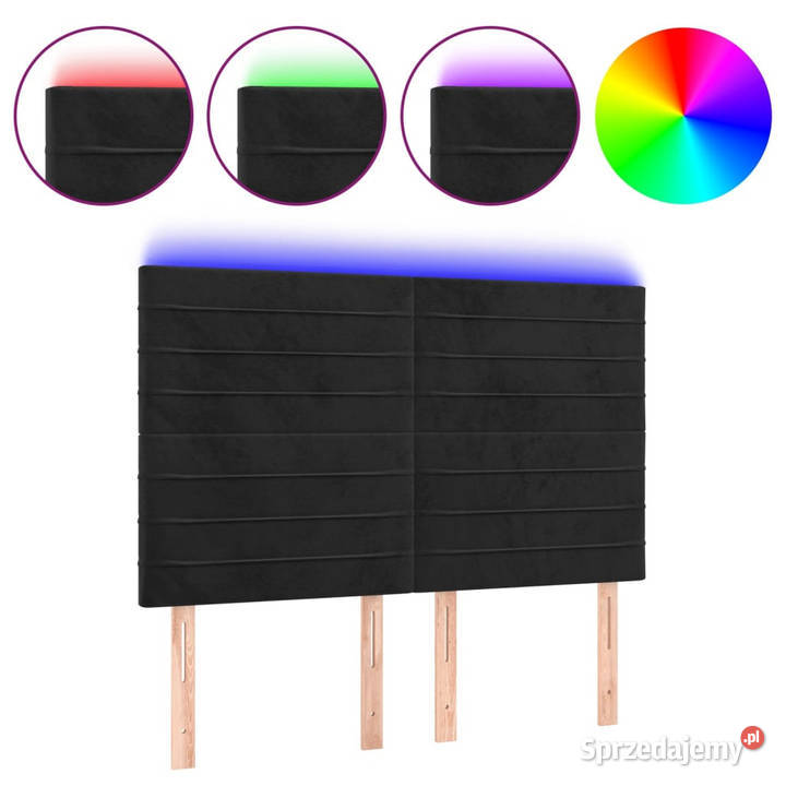 Zagłówek do łóżka z LED czarny 144x5x118128 Dom i Ogród