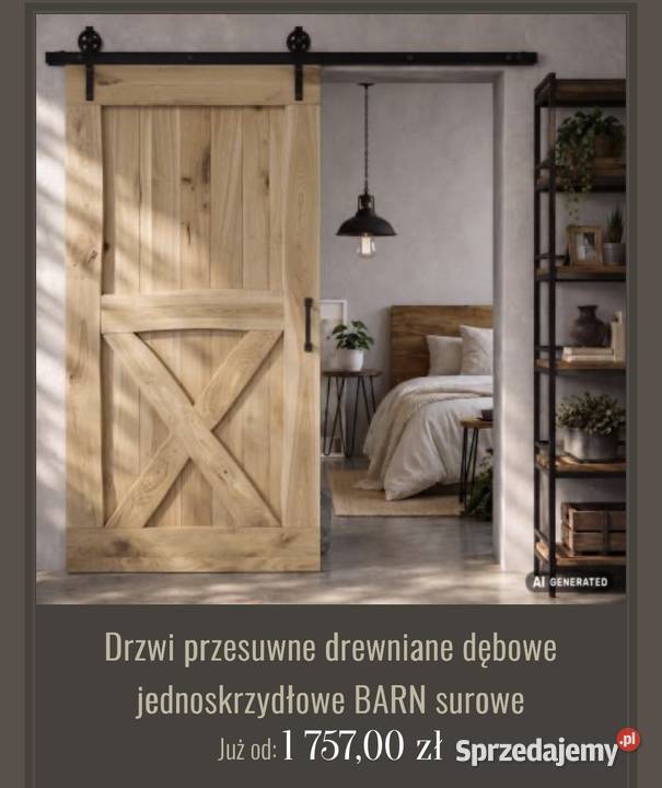Drzwi dębowe z systemem szynowym 100x1965 Tychy