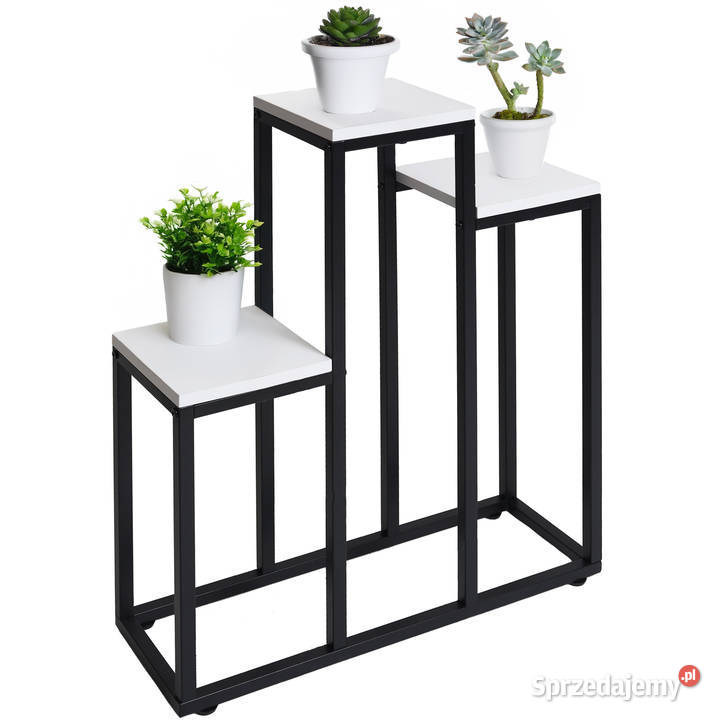 Kwietnik stojący metalowy piętrowy stojak na 3 brązowy