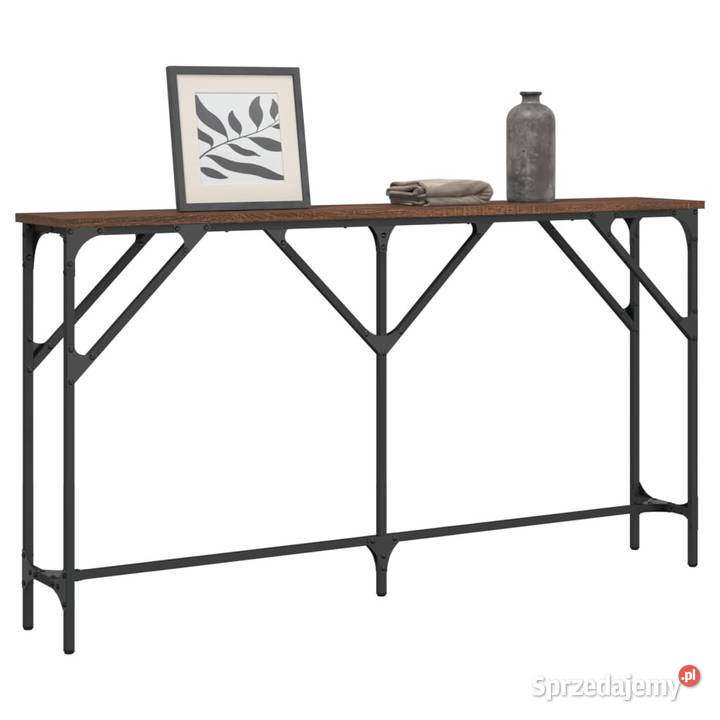 Stolik konsolowy brązowy dąb 140x23x75 WM837776 Warszawa