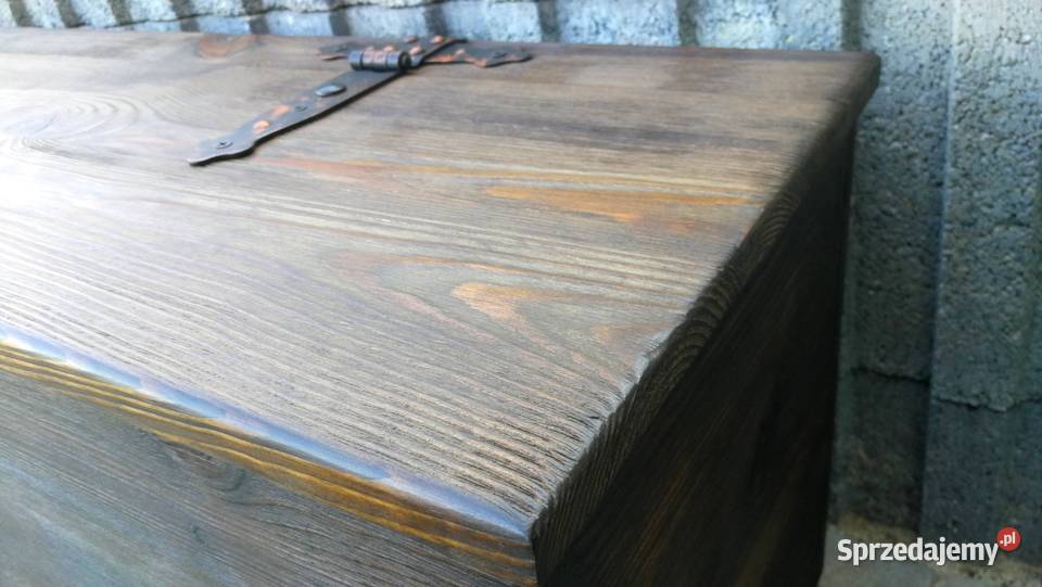Rustykalna skrzynia drewniana kufer siedzisko 35cm Radków
