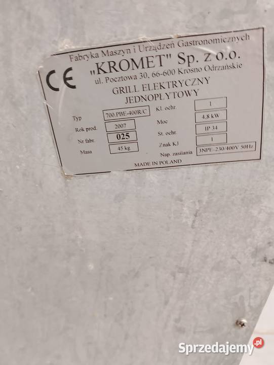 Płyta grillowa ryflowana 700PBE400 RC na dolnośląskie Wrocław sprzedam