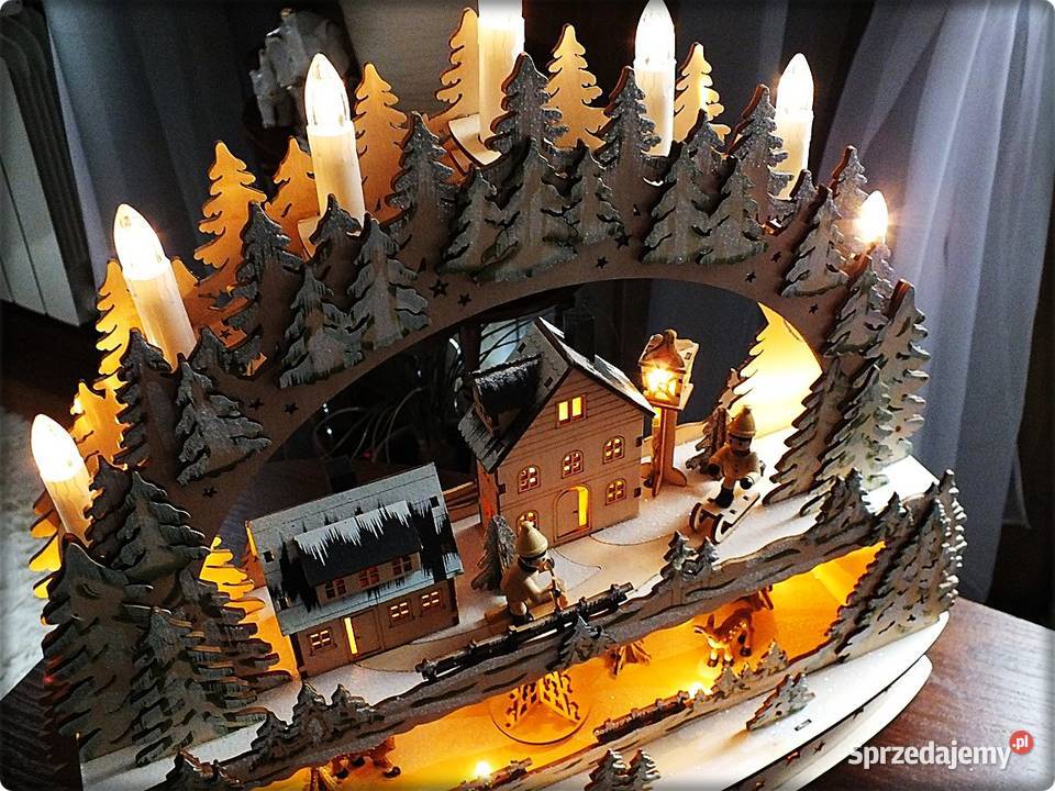 Świąteczna Szopka ruchoma drewniana na parapet lubuskie Żary