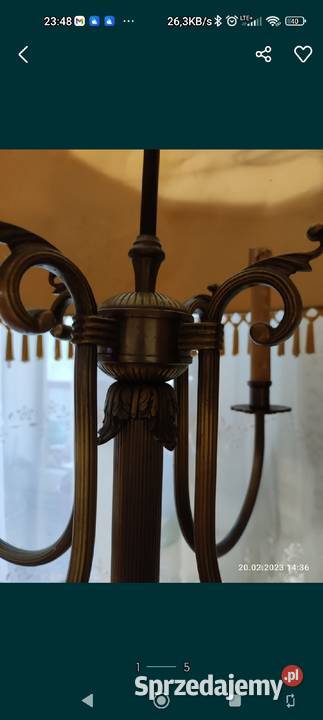 Lampa mosiądz z abażurem