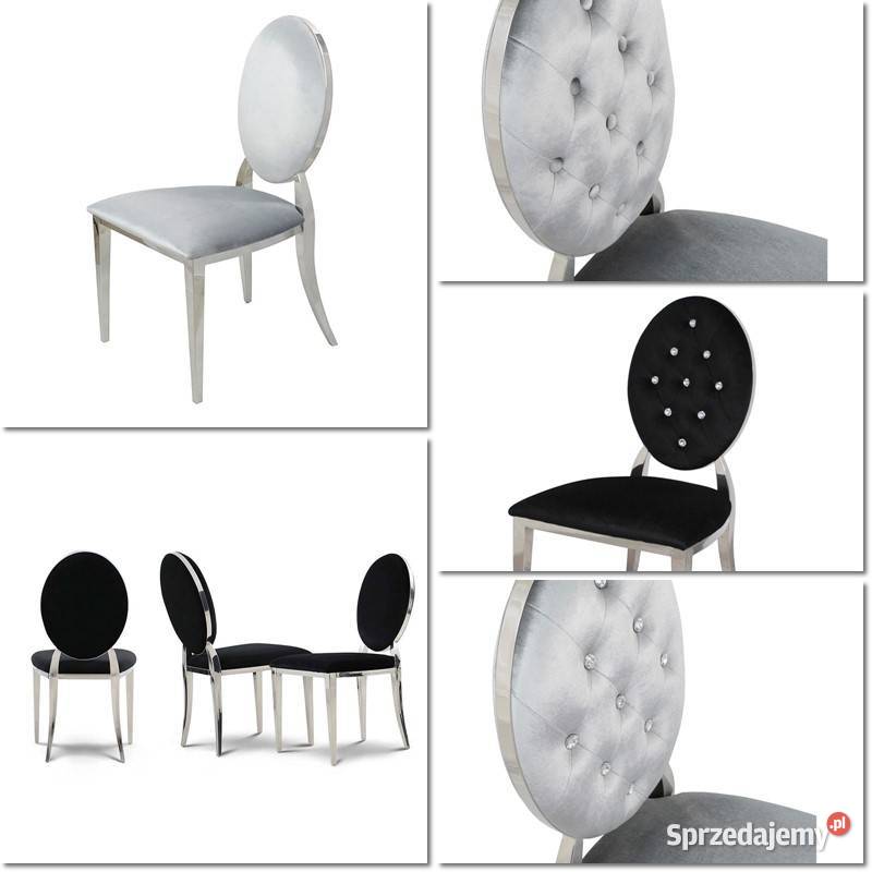 Krzesła glamour Ludwik Tapicerowane Pikowane Welur Salon