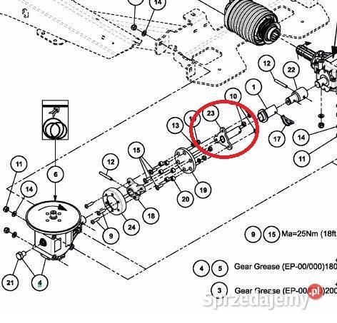 Wałek wewnętrzny napędu zabierak Kverneland