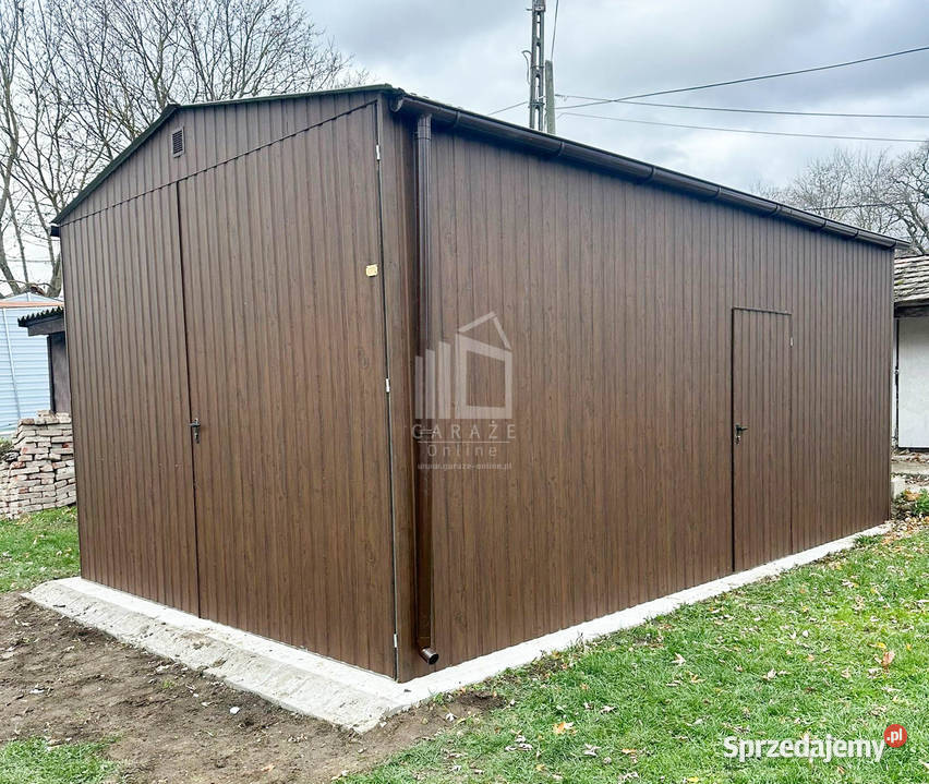 Garaż blaszany 4x6m brama dwuskrzydłowa drzwi Szczecinek