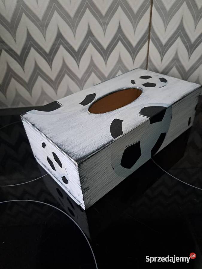 Chustecznik drewniany piłka nożna decoupage Wyposażenie wnętrz