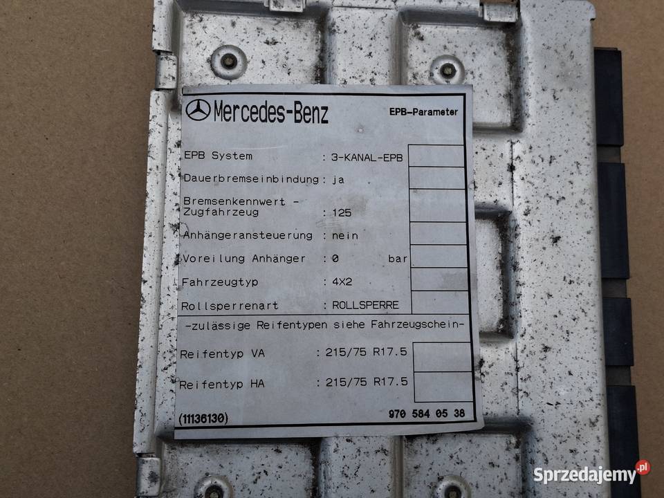 MERCEDES ATEGO MODUŁ STEROWNIK EPB ES1113 KASETA Układ elektryczny, zapłon Bieleń sprzedam