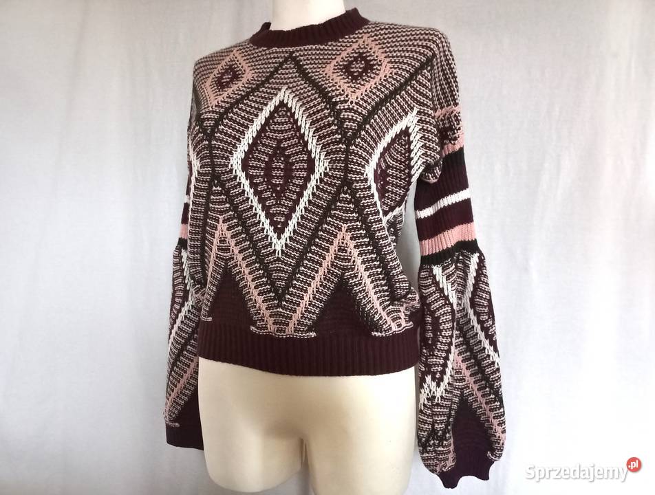 Sweter damski Wzór r 38 bordowy CA ozdobne kolorowy