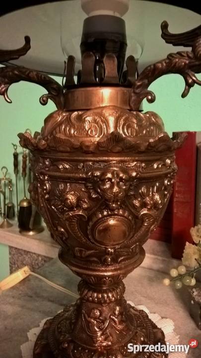 Miedziana lampa stołowa ala naftowa styl retro Kluczbork