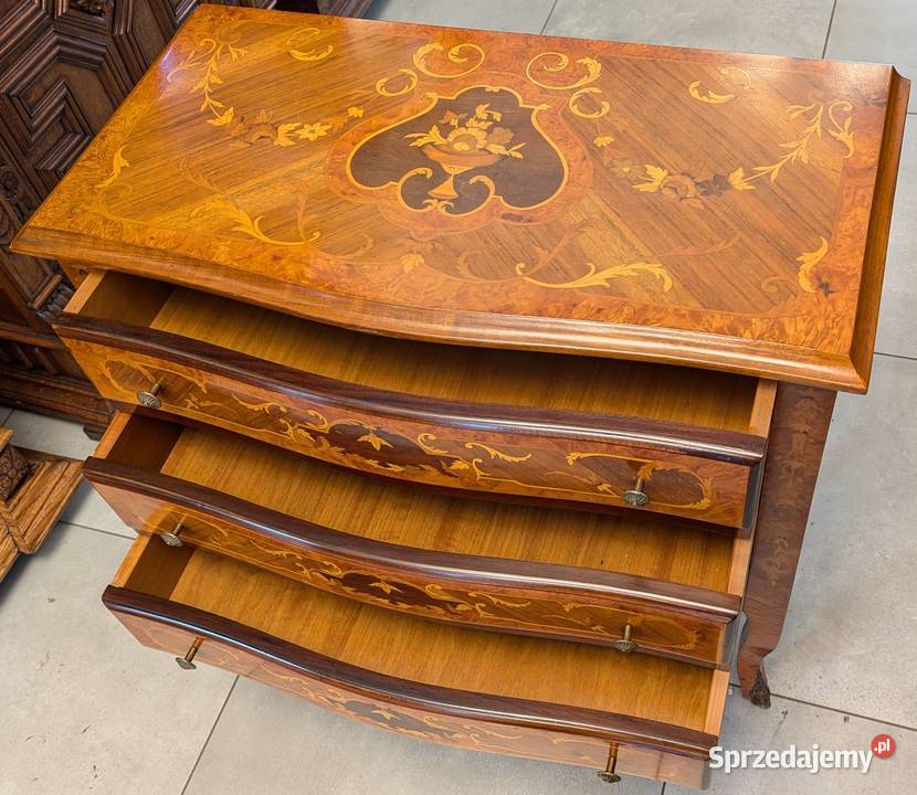 Komoda ludwikowska intarsje Włochysklep Dąbrowa Dąbrowa Górnicza