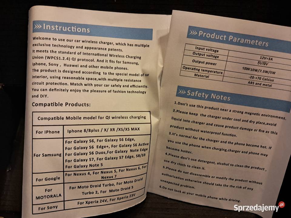 Nowa ładowarka indukcyjna do samochodu brak Sandomierz