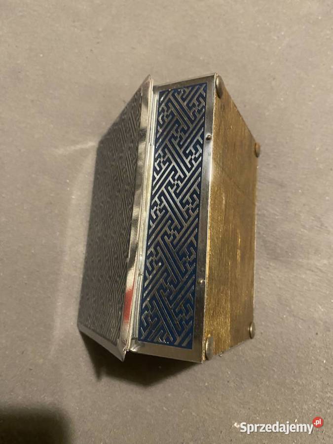 Skatułka ozdobna metalowodrewniana Zielonka