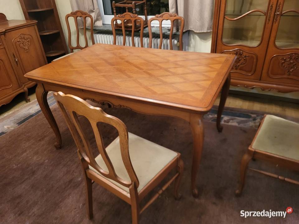 Meble dębowe w stylu chippendale stół krzesła Sypniewo