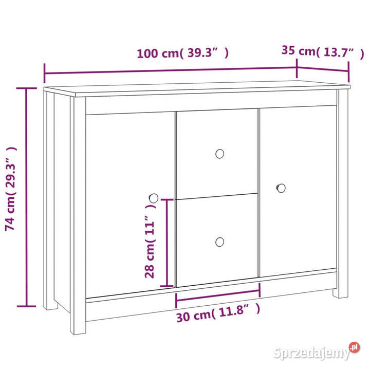 Komoda szara 100x35x74 lite drewno sosnowe Warszawa sprzedam