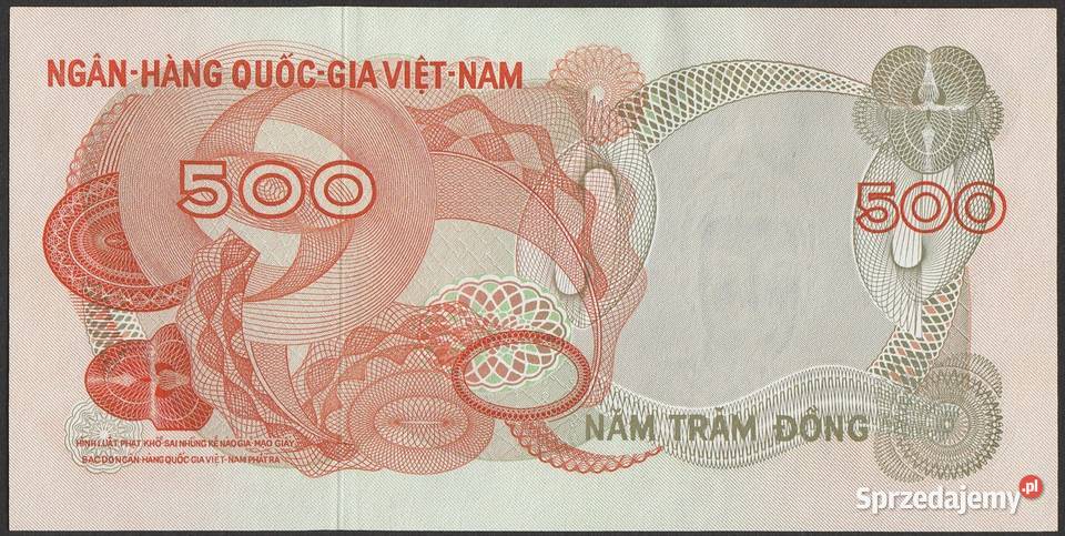 WIETNAM 500 DONG 1970 STAN BANKOWY UNC Łódź sprzedam