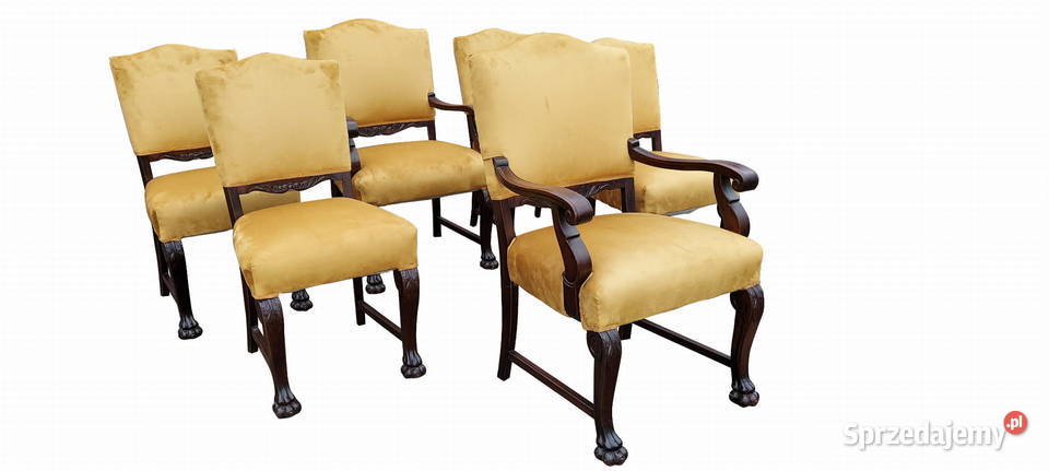 KOMPLET KRZESEŁ Z FOTELAMI NA LWICH ŁAPACH Szczecin