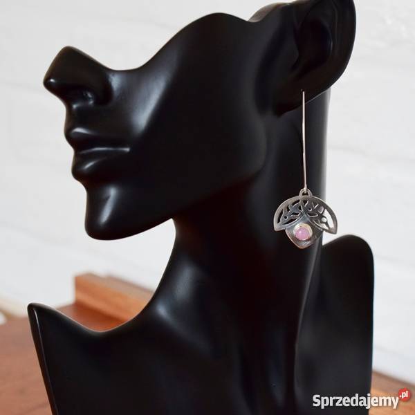 Ażurowe kolczyki z jadeitami srebrne