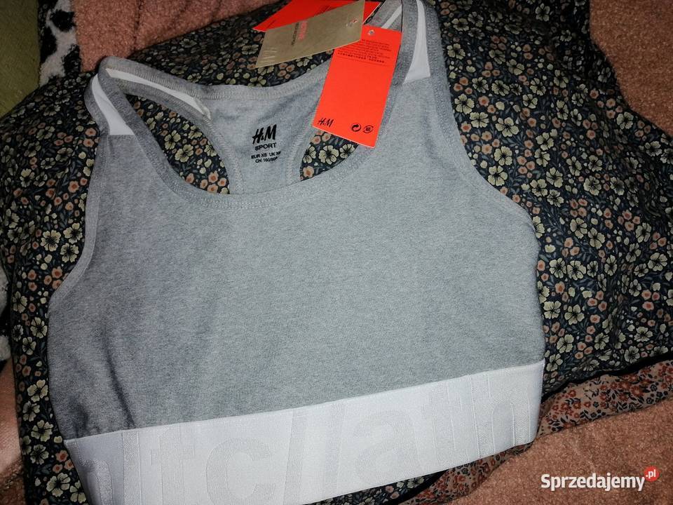 HM SPORT szary stanik biustonosz top sportowy Topy i koszulki wielkopolskie
