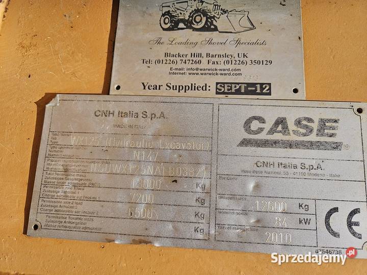 Koparka Kołowa CASE WX125 2010 hydraulic exc podkarpackie Ropczyce