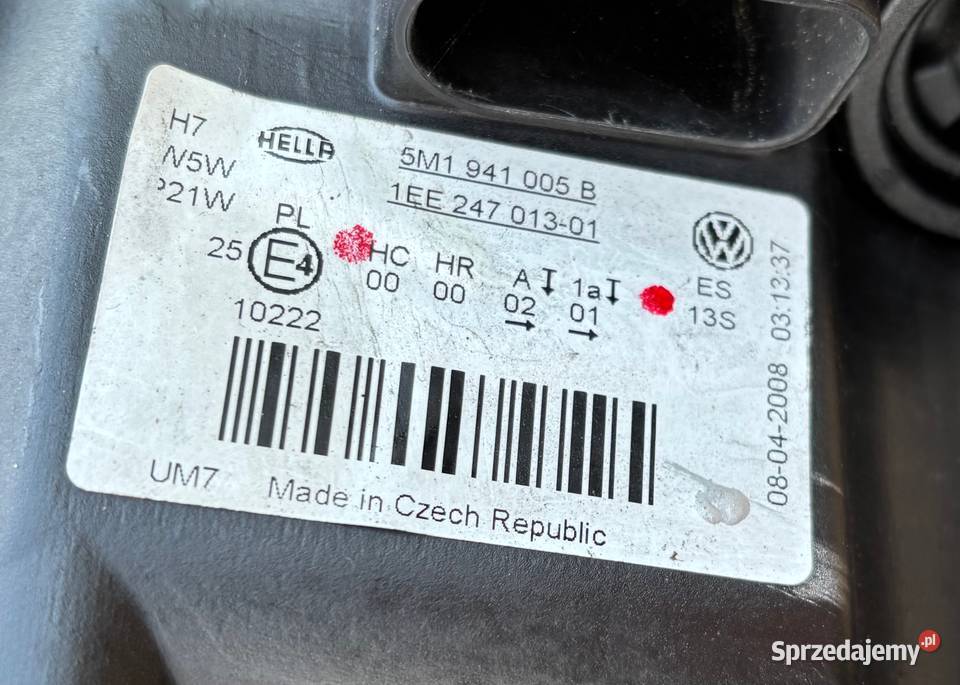 VW GOLF V PLUS LAMPA PRZEDNIA LEWA EUROPA osobowe Radom sprzedam
