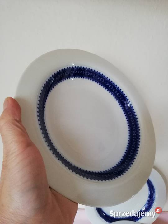 Talerze obiadowe biało kobaltowa porcelana małopolskie sprzedam