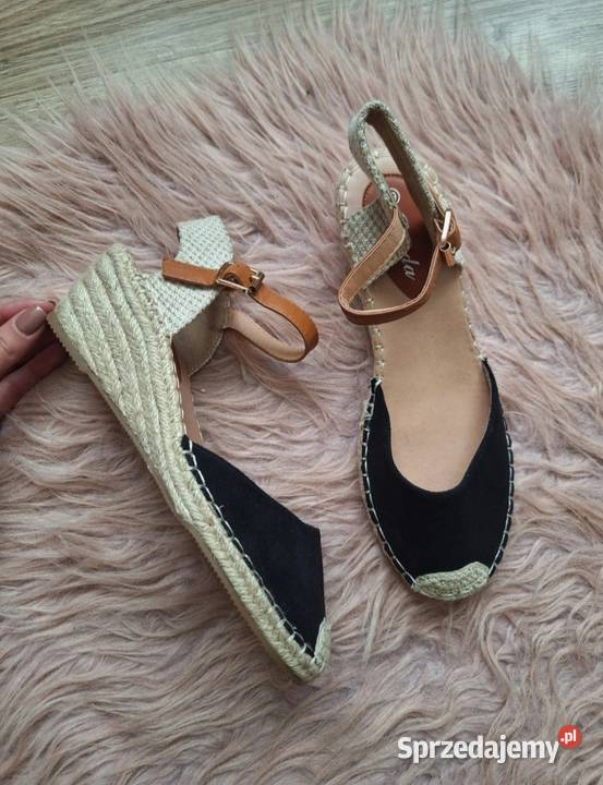 Świetne sandałki espadryle czarne na niskiej małopolskie Kraków