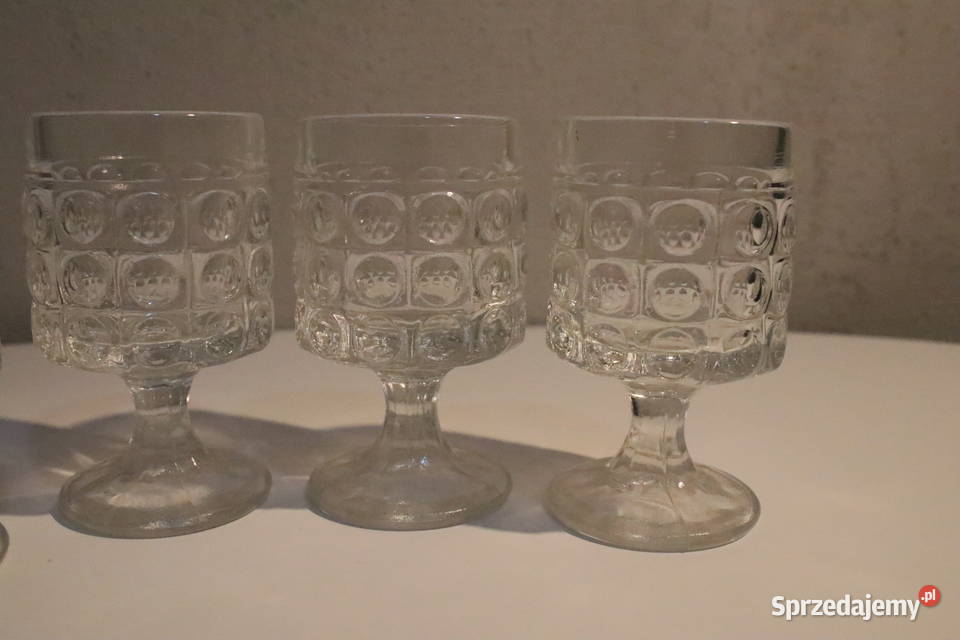 Kryształowe kieliszki na nóżce PRL Wrocław