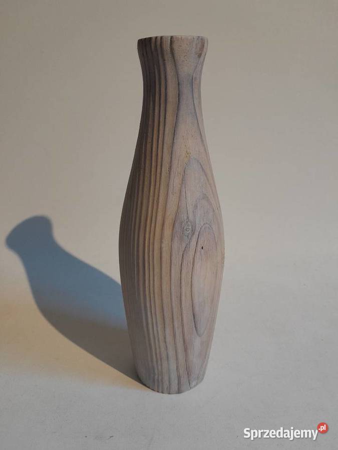 Stary drewniany wazon wazonik lite drewno Dąbrowa Górnicza