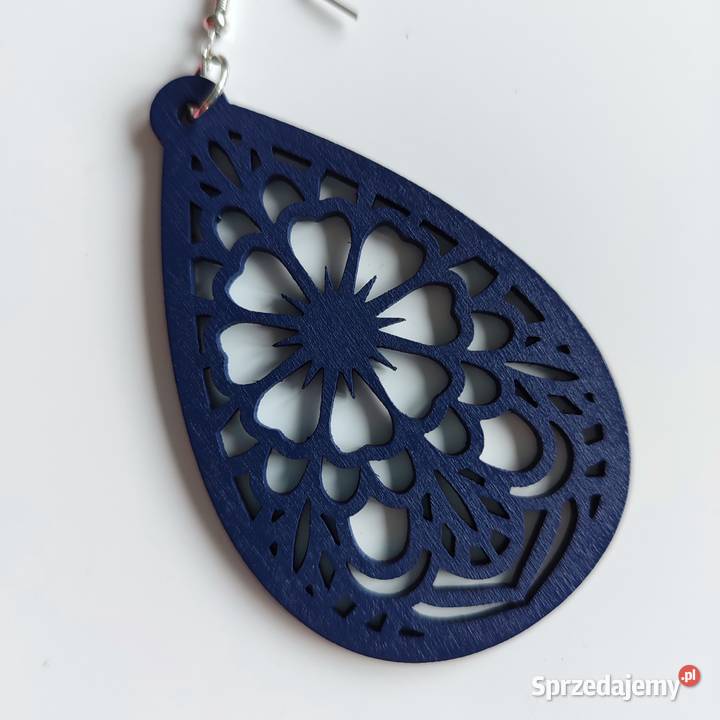 Nowe kolczyki drewniane kropelki śląskie Katowice sprzedam