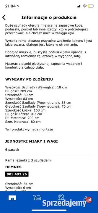 Łóżko HEMNES białe rozkładane z materacami duże biały łódzkie Łódź