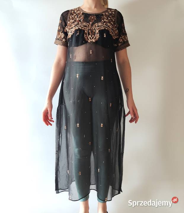 Indyjska tunika vintage retro sukienka czarna Szczecin sprzedam