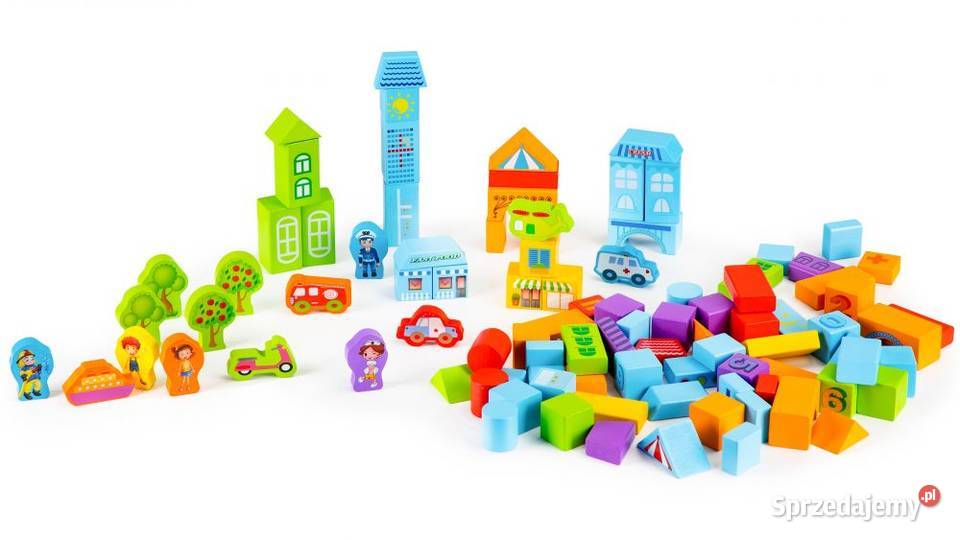 Drewniane klocki edukacyjne miasto 100 sorter Bielsk Podlaski
