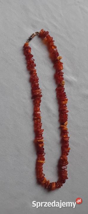 Naszyjnik z nieoszlifowanych bursztynów PRL Dł Naszyjniki Koźminek