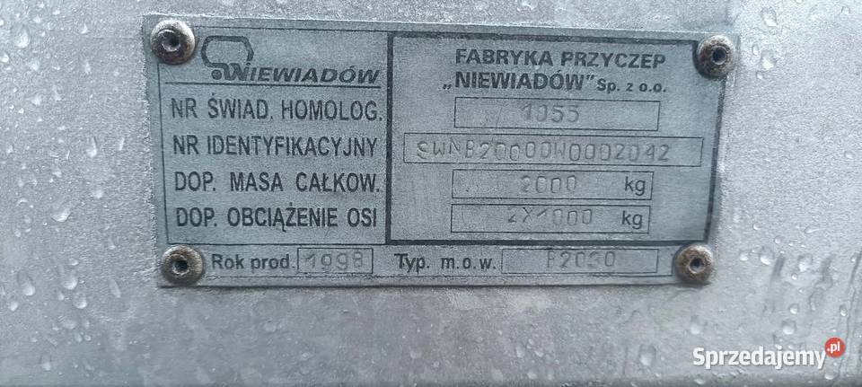 Przeczepka ciężarowa przyczepka NIEWIADÓW B2000 Niewiadów Przyczepy Drobin sprzedam