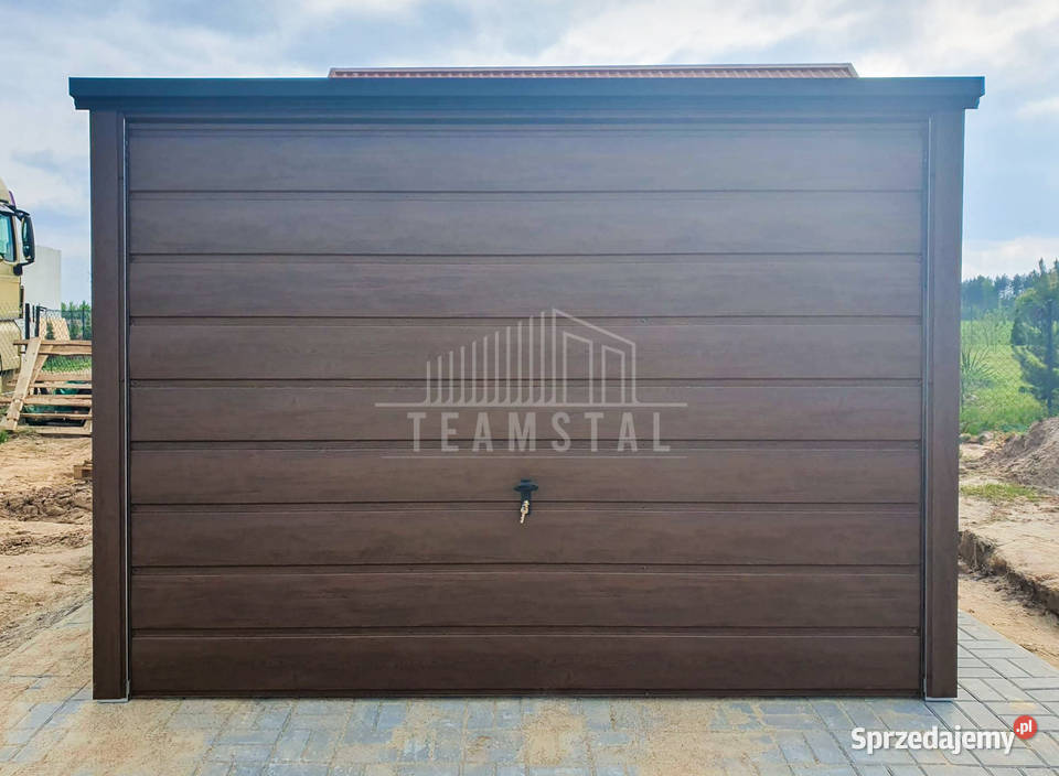 Garaż Blaszany 3x6m Brama Uchylna Ciemny Orzech lubelskie Zamość