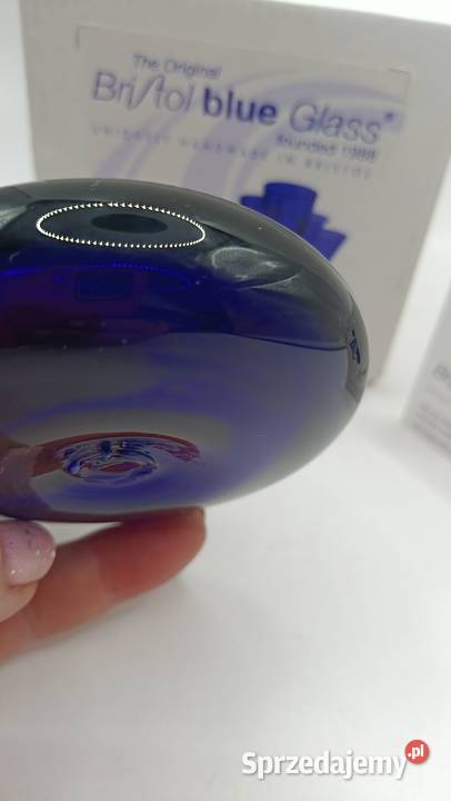 Bristol blue glass przycisk szklany z logo Zamość