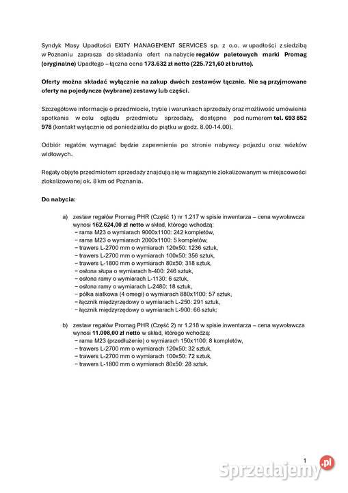 Regały paletowe Promag oryginalne